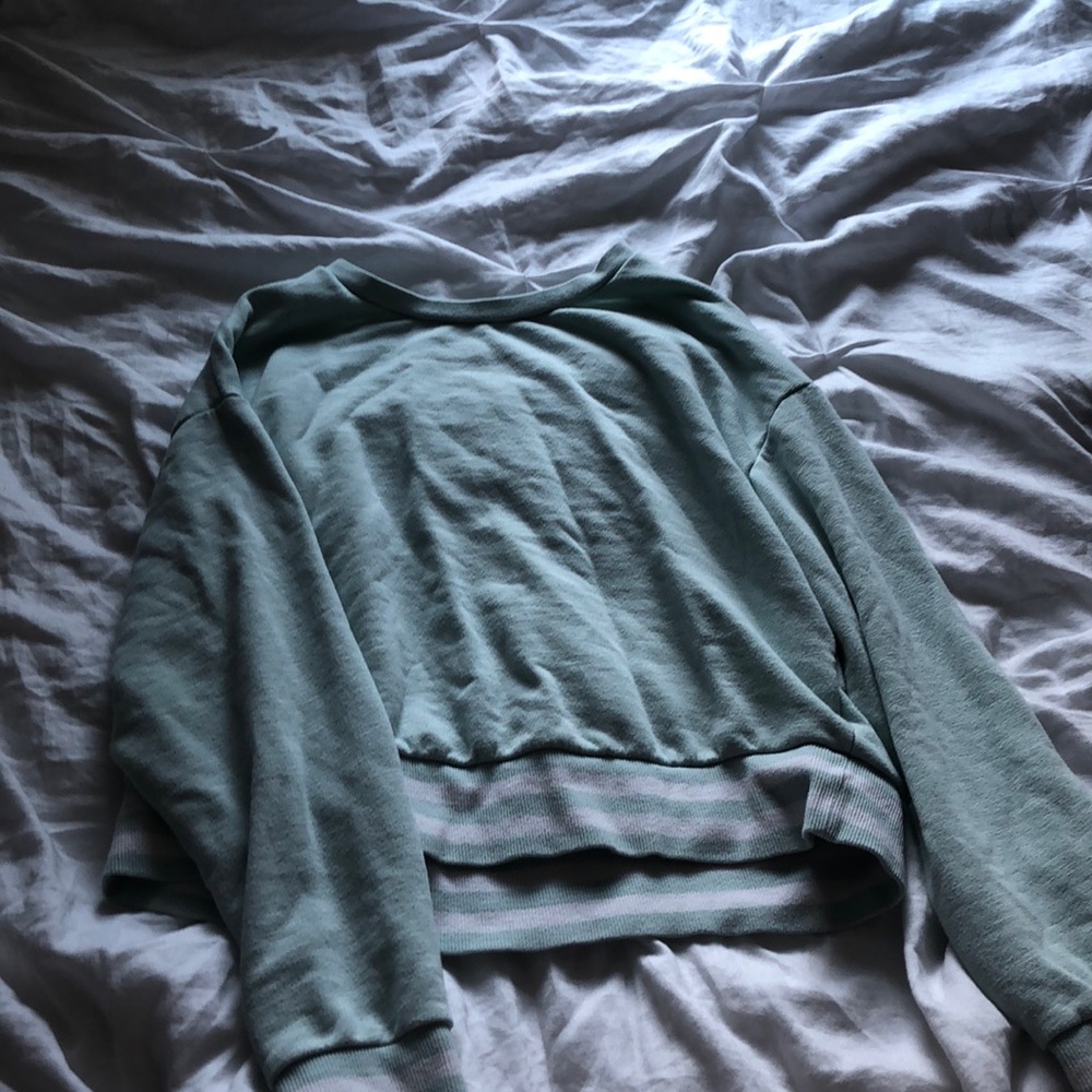 light turquoise cropped long sleeve